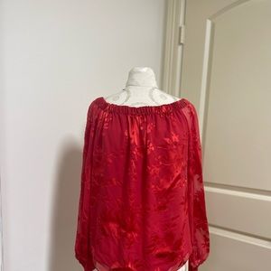 WHBM Red Silk/Rayon Poets Blouse NWT